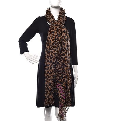 Louis Vuitton Cashmere Silk Leopard Etole Stole Marron 2 of 7