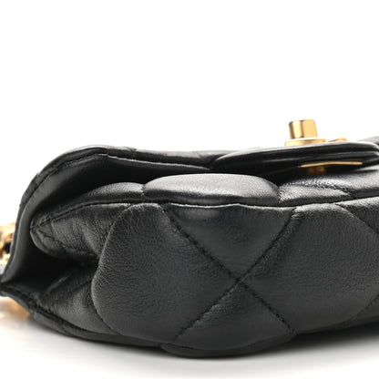 Chanel Calfskin Quilted Lady Handle Flap Card Holder With Chain Black 9 of 10