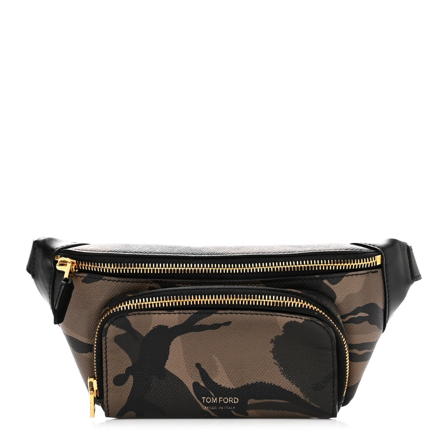 Grained Calfskin Camo Print Belt Bag Green