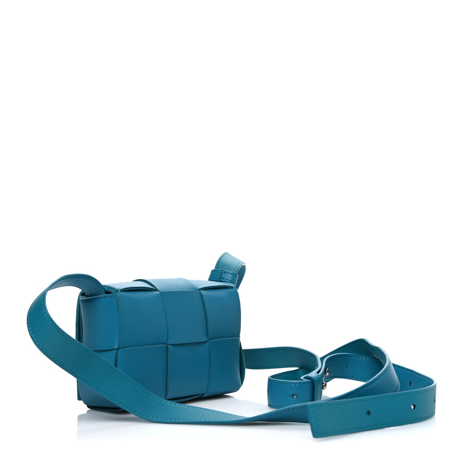 Bottega Veneta Lambskin Maxi Intreccio Candy Cassette Crossbody Bag Petrol Blue 2 of 8
