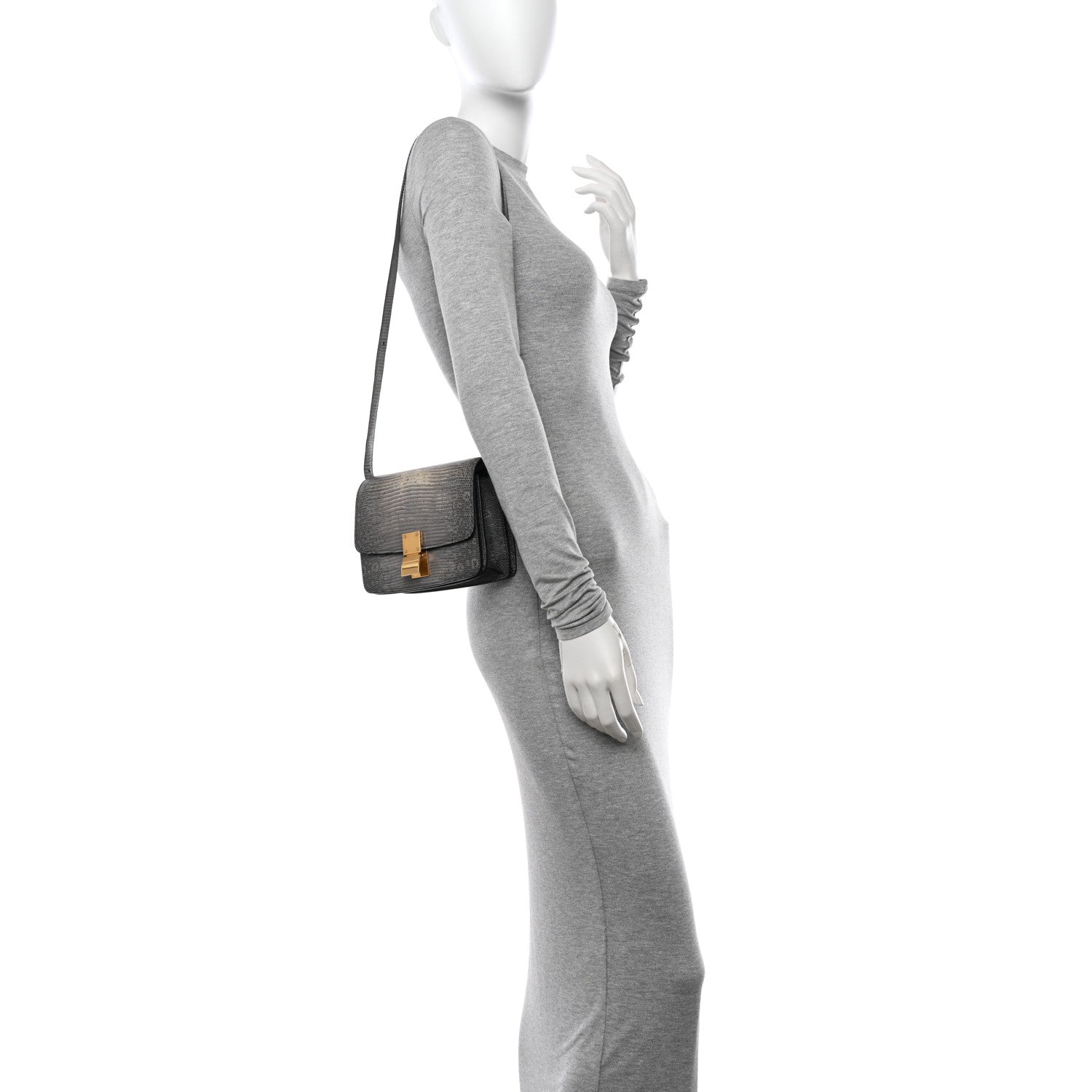 Celine Lizard Small Classic Box Flap Bag Medium Grey 2 of 14