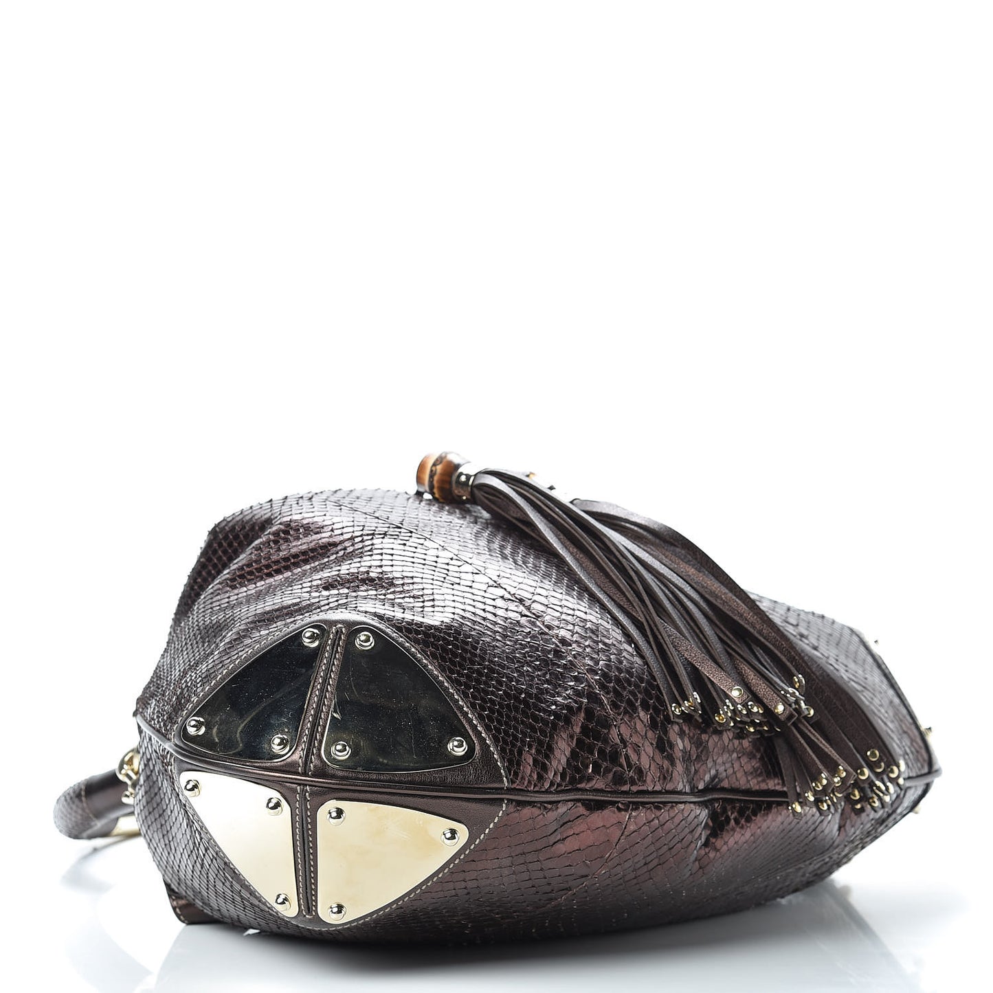 Python Large Indy Top Handle Hobo Metallic Brown