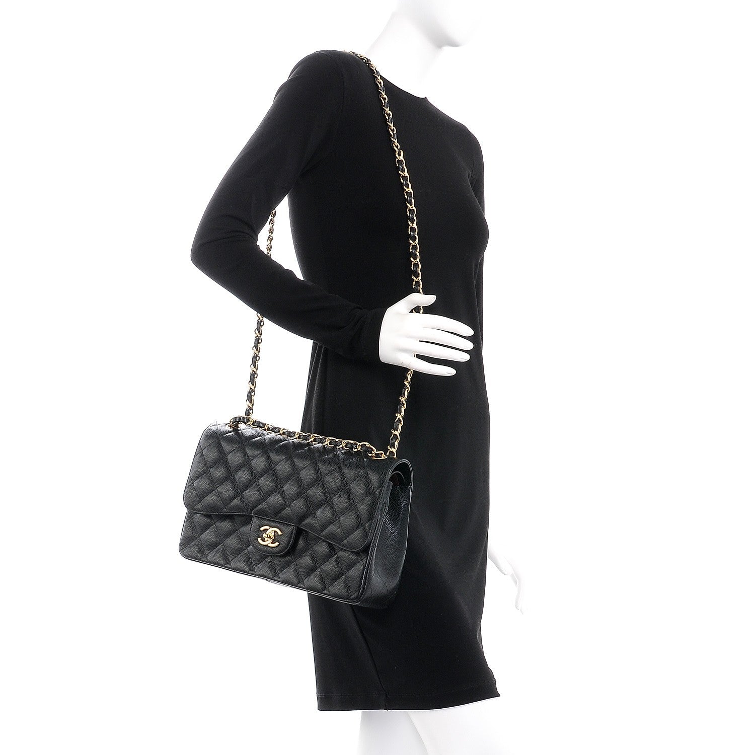 Chanel Caviar Quilted Jumbo Double Flap Black 3 of 9