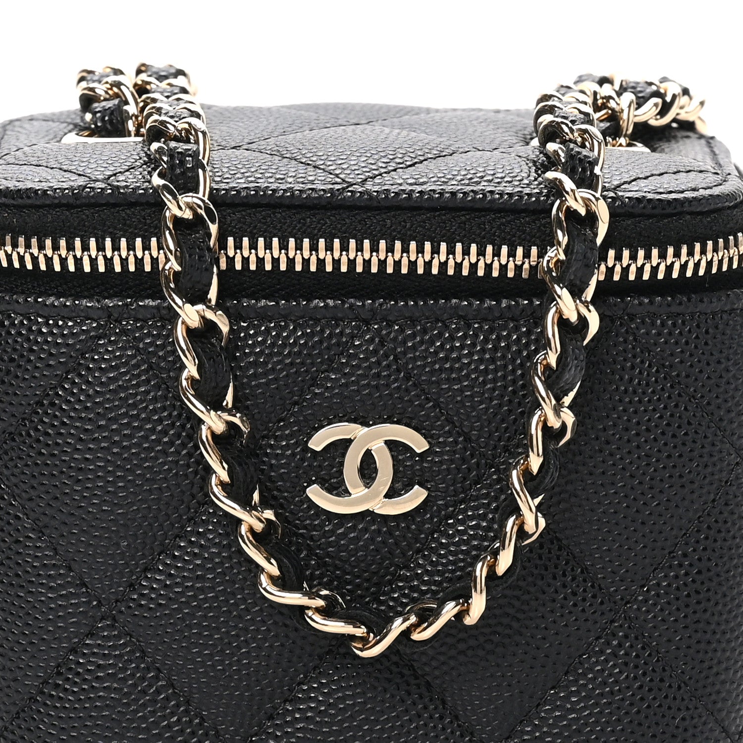 Chanel Caviar Quilted Mini Vanity Case With Chain Black 7 of 9