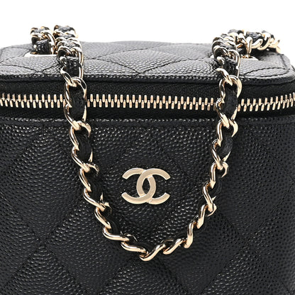 Chanel Caviar Quilted Mini Vanity Case With Chain Black 7 of 9