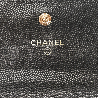 Chanel Caviar Quilted Crystal CC Large Gusset Flap Wallet Black 6 of 10