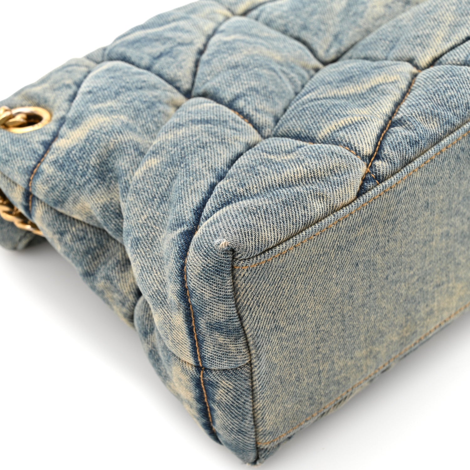 Saint Laurent Denim Quilted Small Loulou Puffer Monogram Chain Satchel Blue Cinnamon 11 of 11