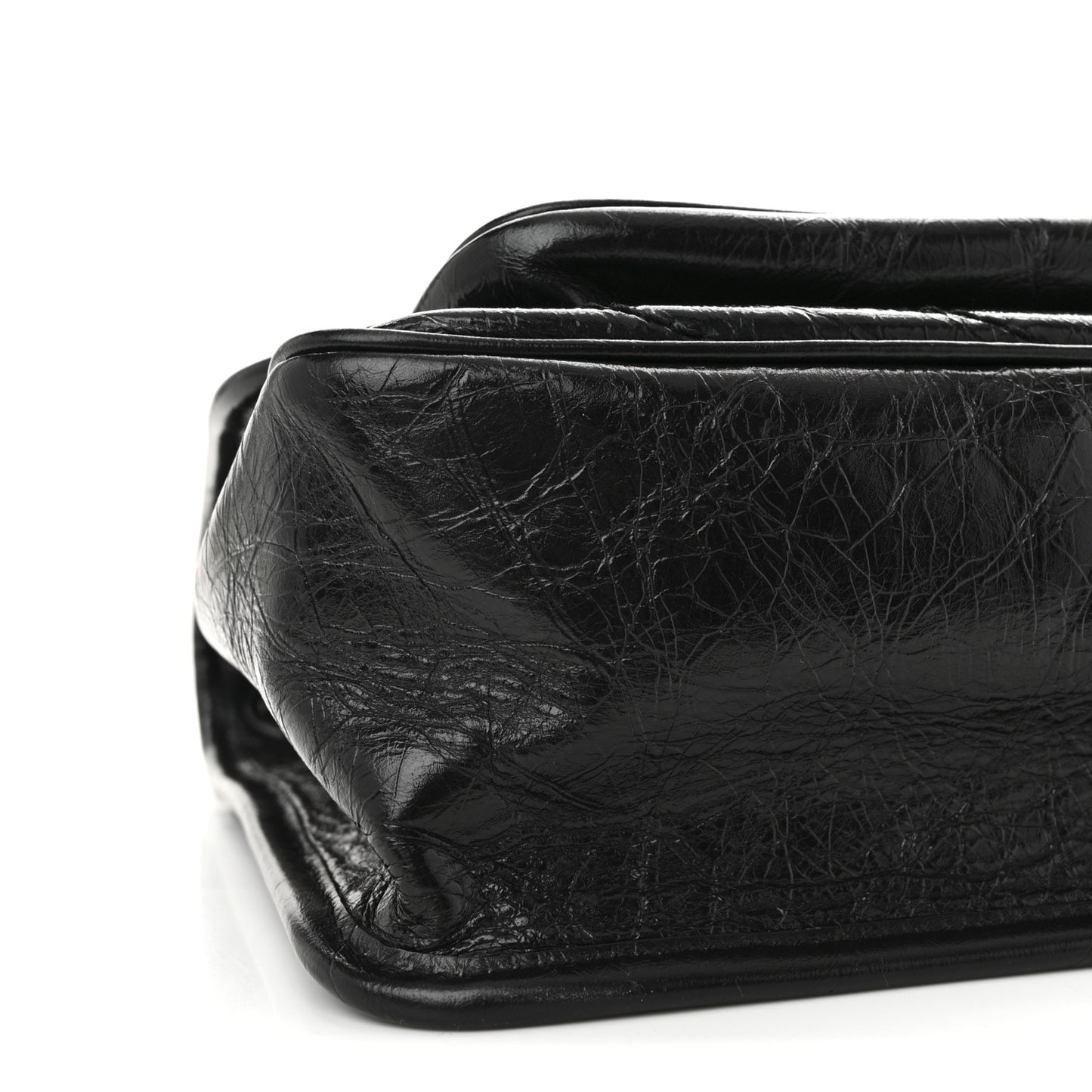 Crinkled Calfskin Matelasse Monogram Medium Niki Chain Satchel Black
