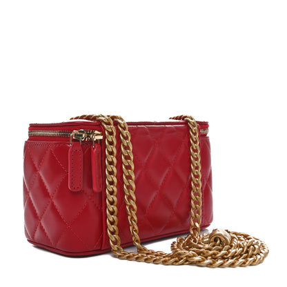 Chanel Lambskin Quilted Small Pillow Crush Vanity Case With Chain Dark Red 3 of 11