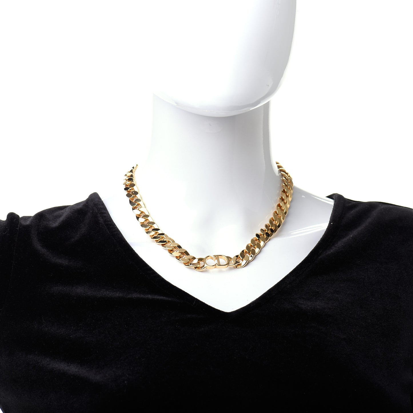 Metal CD Choker Necklace Gold