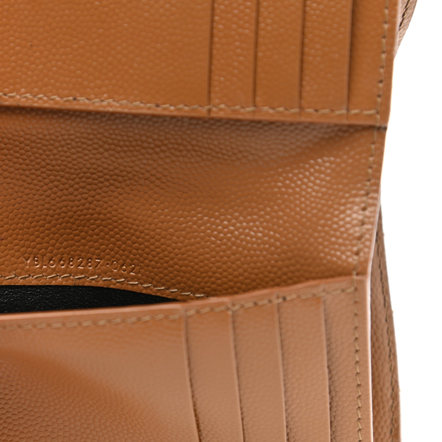 Saint Laurent Grain De Poudre Matelasse Chevron Monogram Zipped Card Case Natural Dark 7 of 8