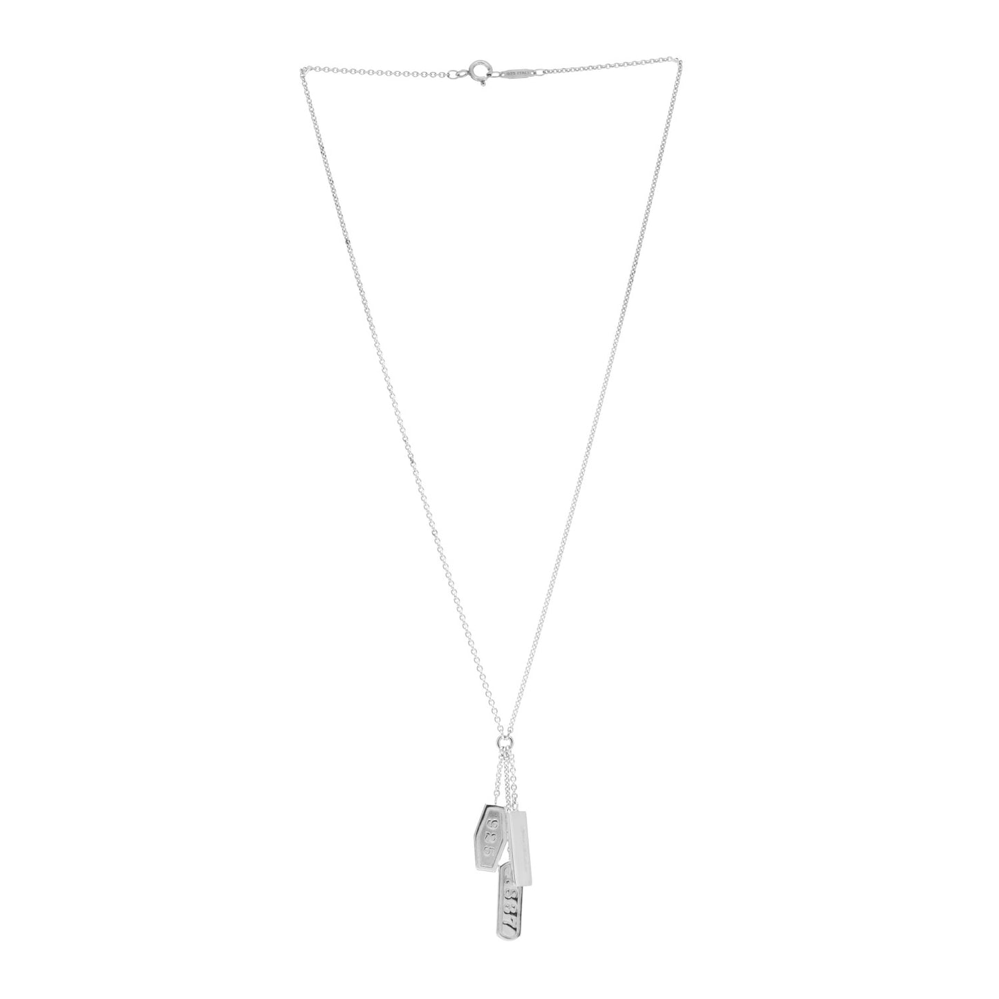 Sterling Silver 1837 Triple Tag Lariat Necklace