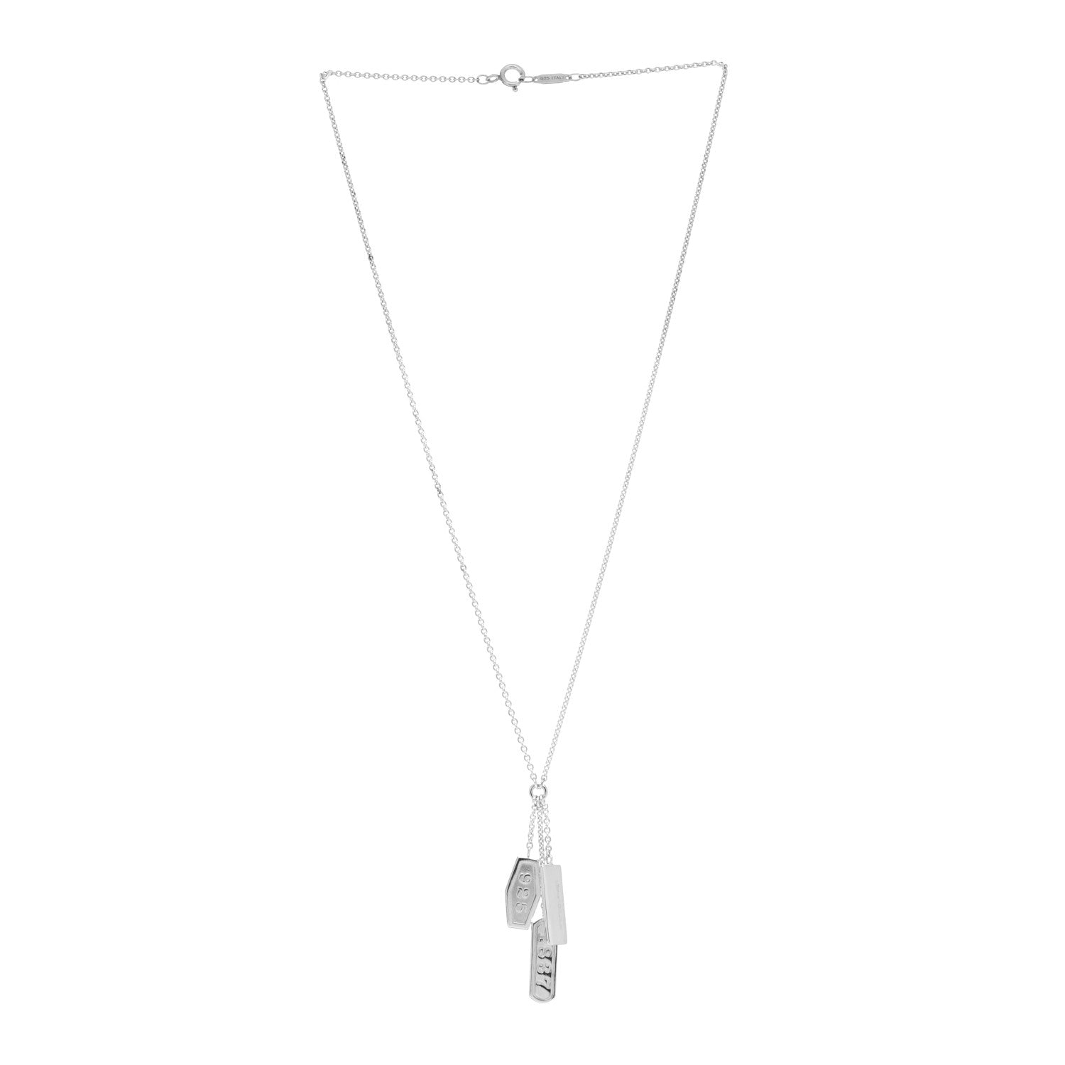 Tiffany Sterling Silver 1837 Triple Tag Lariat Necklace 3 of 4