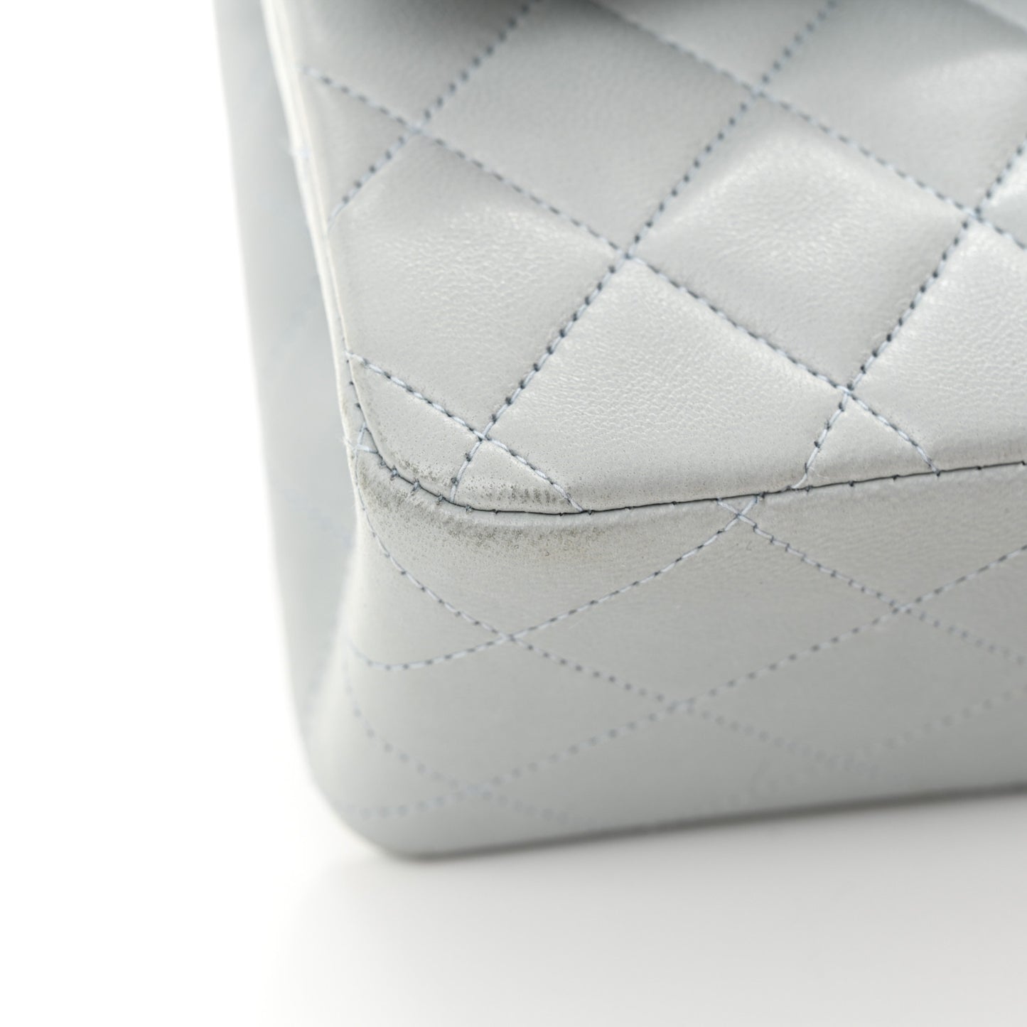 Lambskin Quilted Medium Double Flap Light Blue