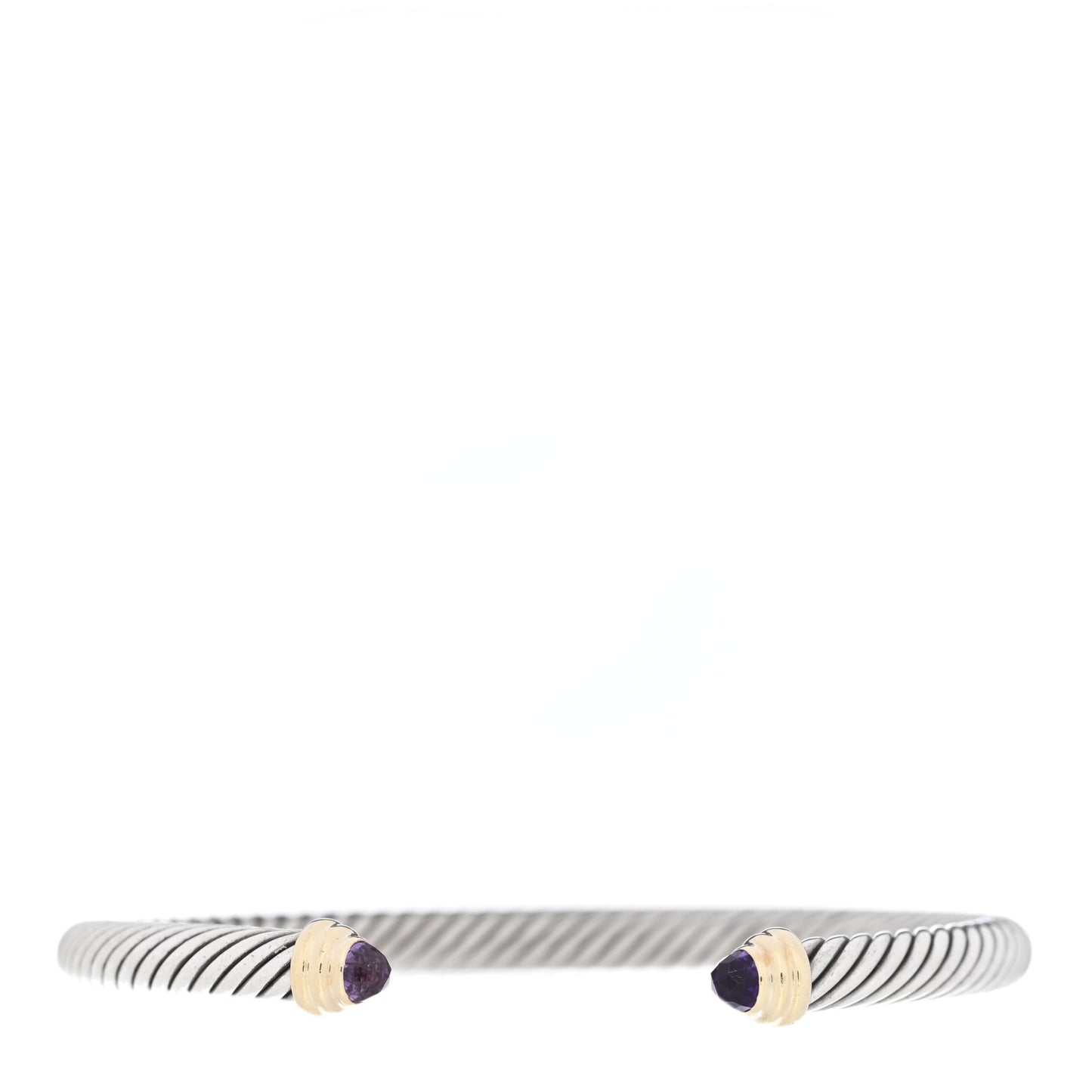 Sterling Silver 14K Yellow Gold Amethyst 5mm Cable Classics Petite Color Bracelet