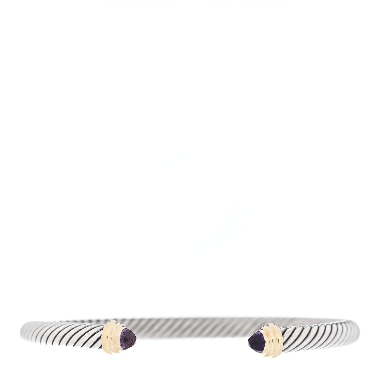 David Yurman Sterling Silver 14K Yellow Gold Amethyst 5mm Cable Classics Petite Color Bracelet 1 of 3