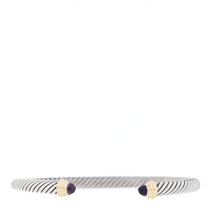 David Yurman Sterling Silver 14K Yellow Gold Amethyst 5mm Cable Classics Petite Color Bracelet 1 of 3