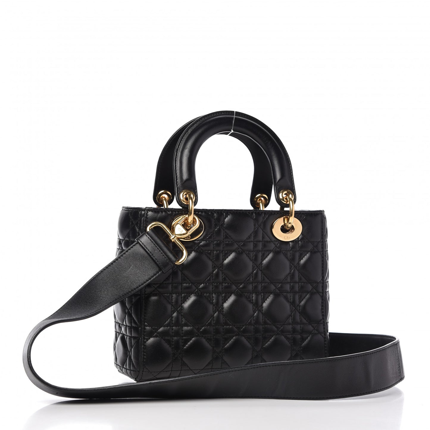 Lambskin Cannage Small Jeweled Lady Dior Black