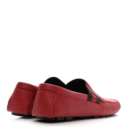 Gucci Calfskin Web Mens Driver Loafers 8 Red 4 of 10