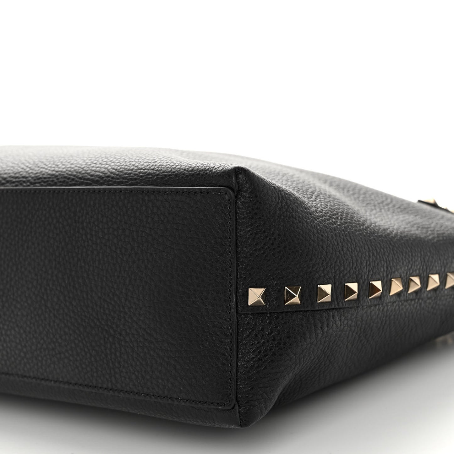 Grainy Calfskin Medium Rockstud Tote Black Rose Quartz