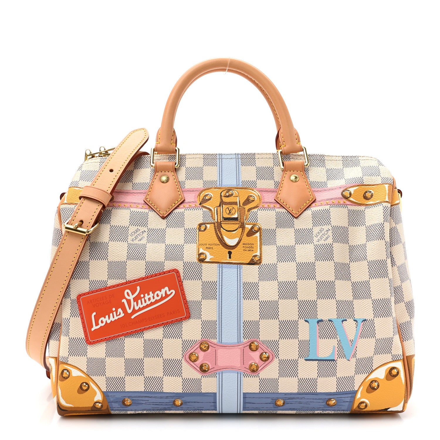 Louis Vuitton Damier Azur Summer Trunks Speedy Bandouliere 30 1 of 14