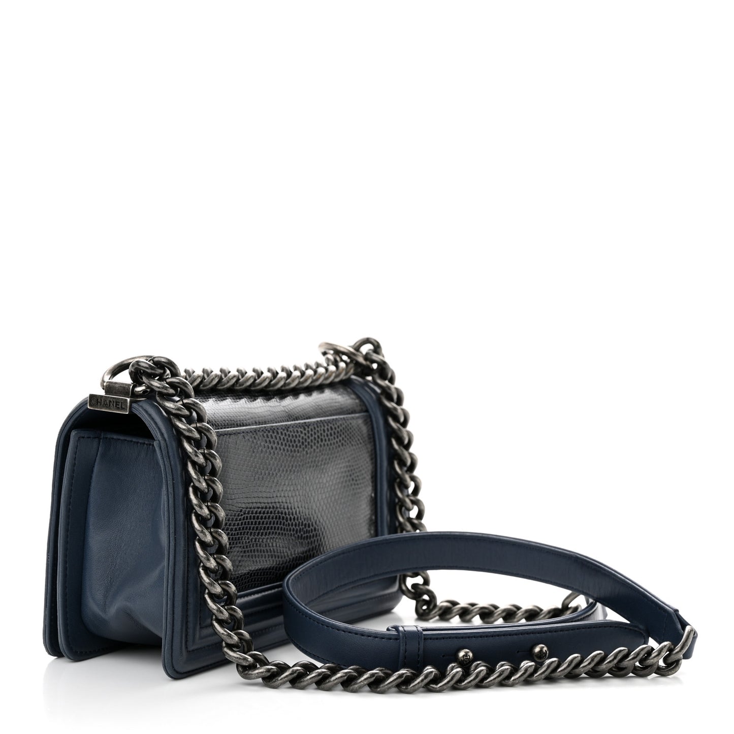 Lizard Calfskin Small Boy Flap Blue