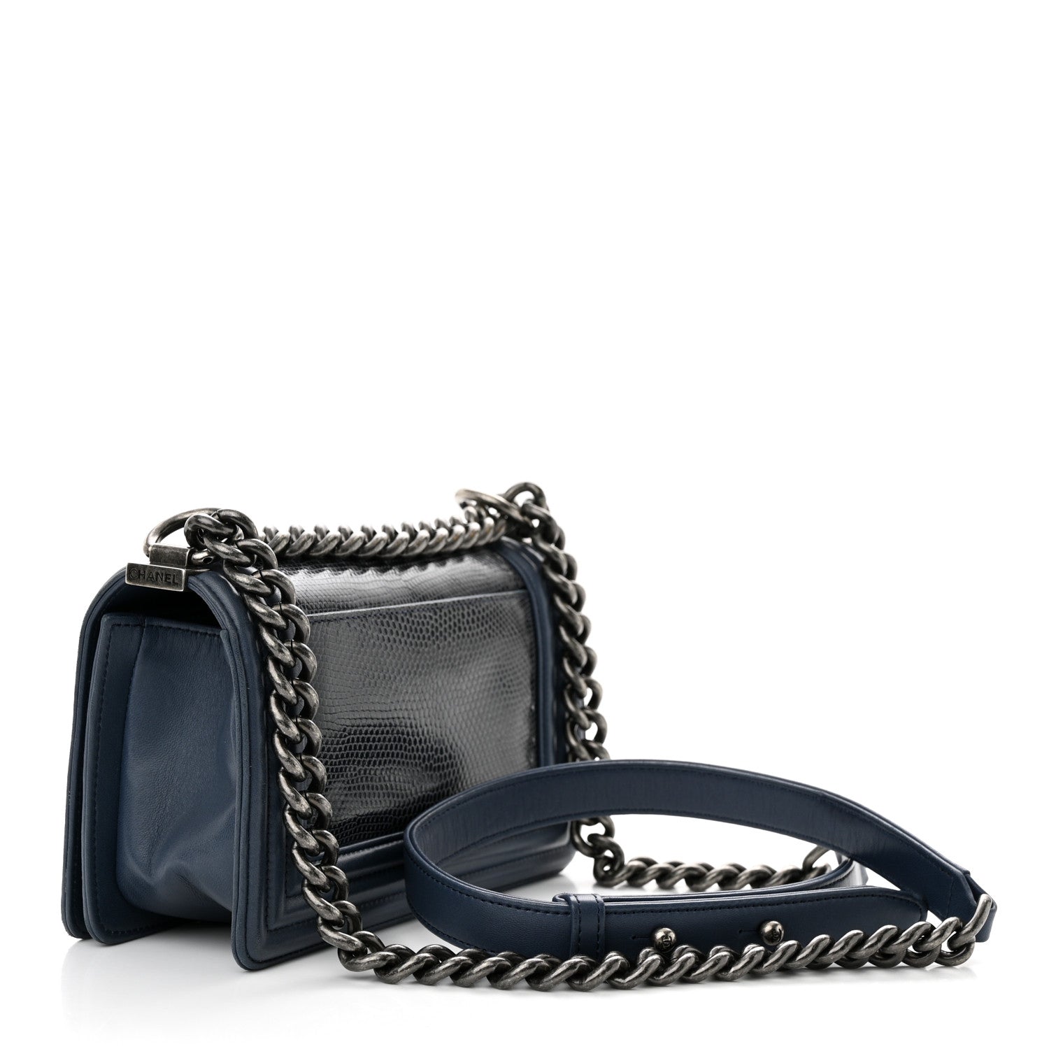 Chanel Lizard Calfskin Small Boy Flap Blue 3 of 11