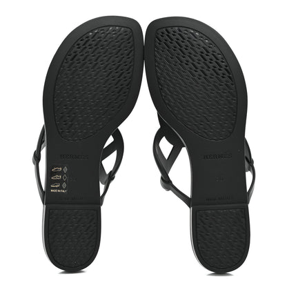 Hermes Rubber Womens Egerie Sandals 36 Black 6 of 9