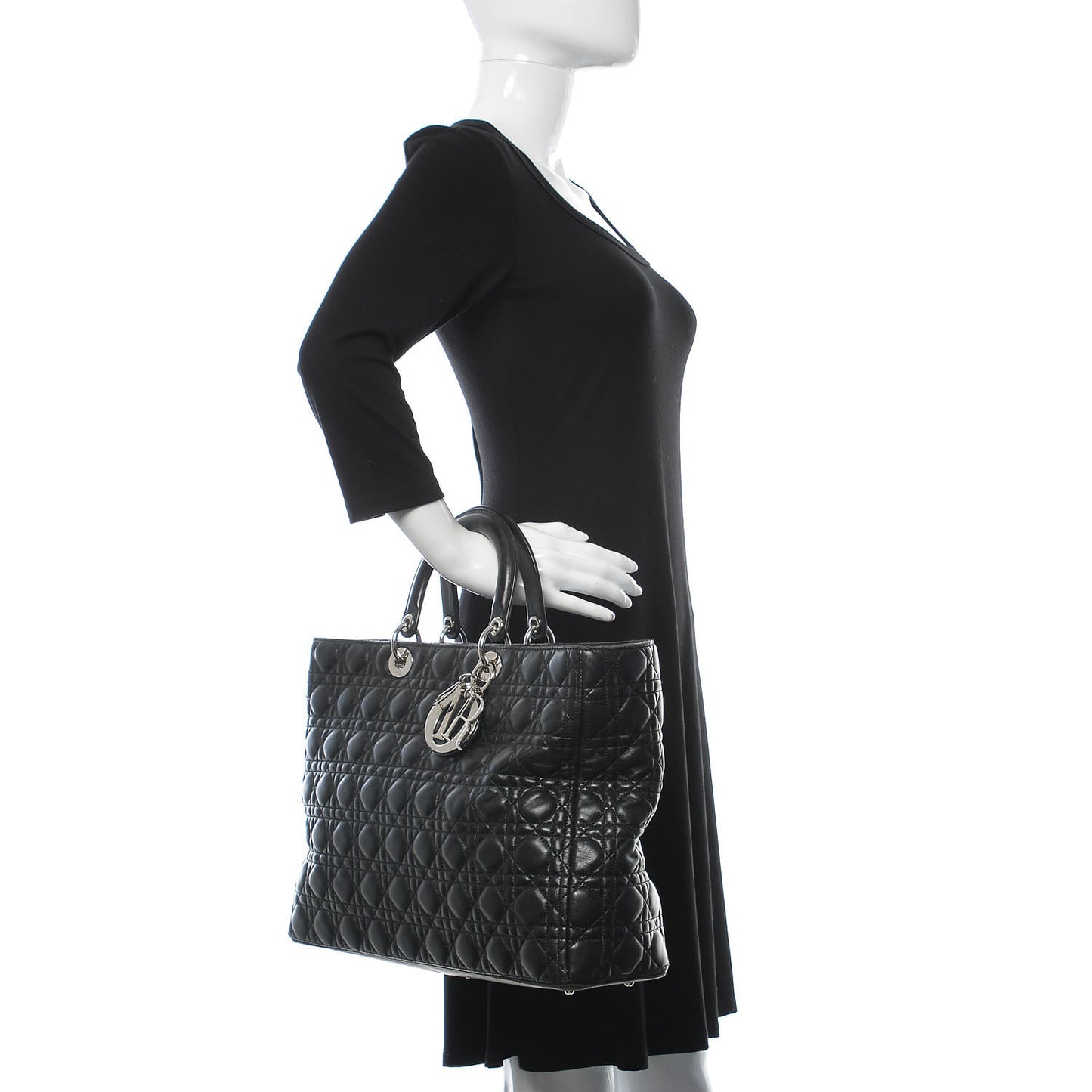 Lambskin Cannage Large Lady Dior Black
