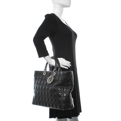 Christian Dior Lambskin Cannage Large Lady Dior Black 2 of 12