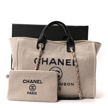 Chanel Mixed Fibers Medium Deauville Tote Beige Black 12 of 12