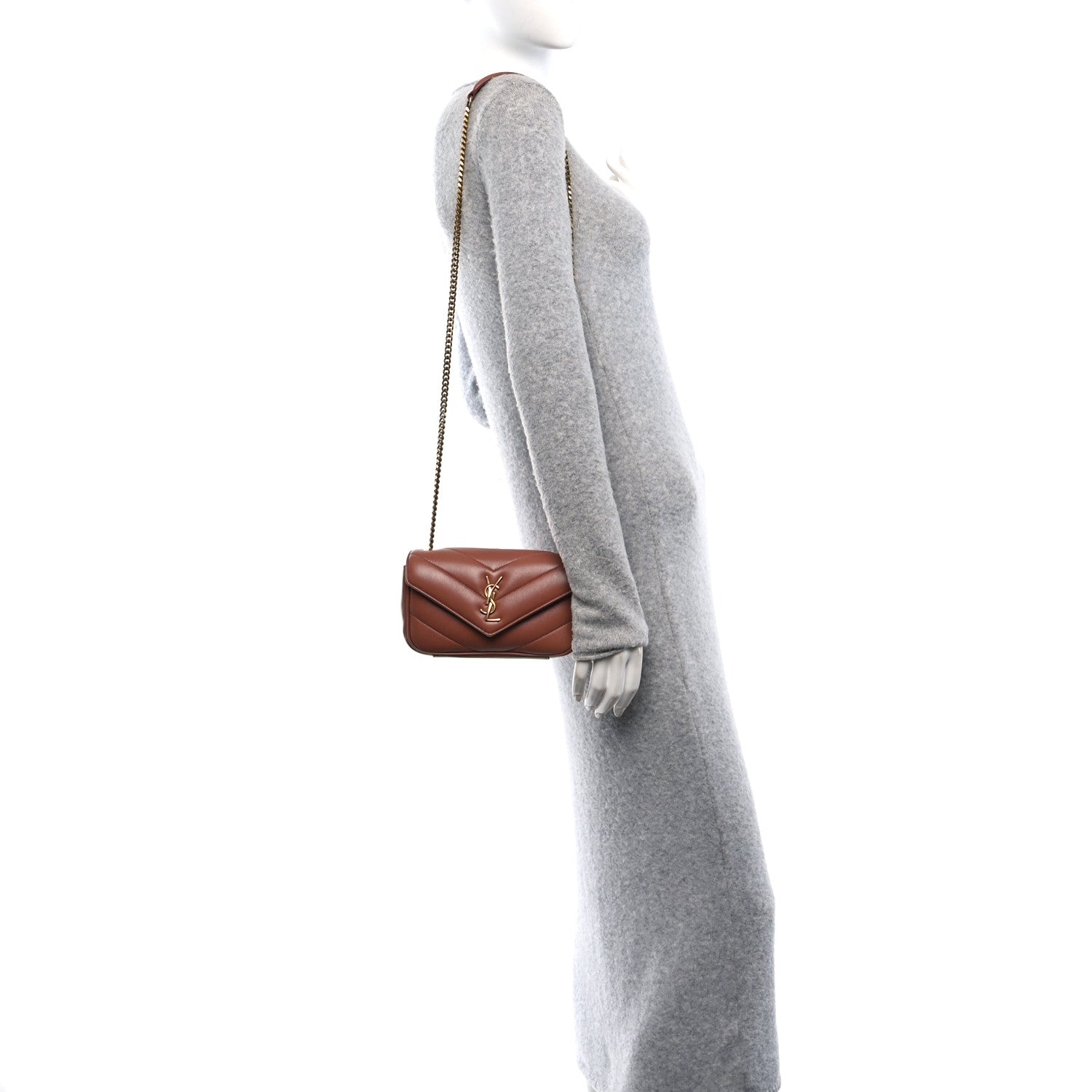 Saint Laurent Lambskin Chevron Quilted Mini Loulou Hortensia 2 of 10