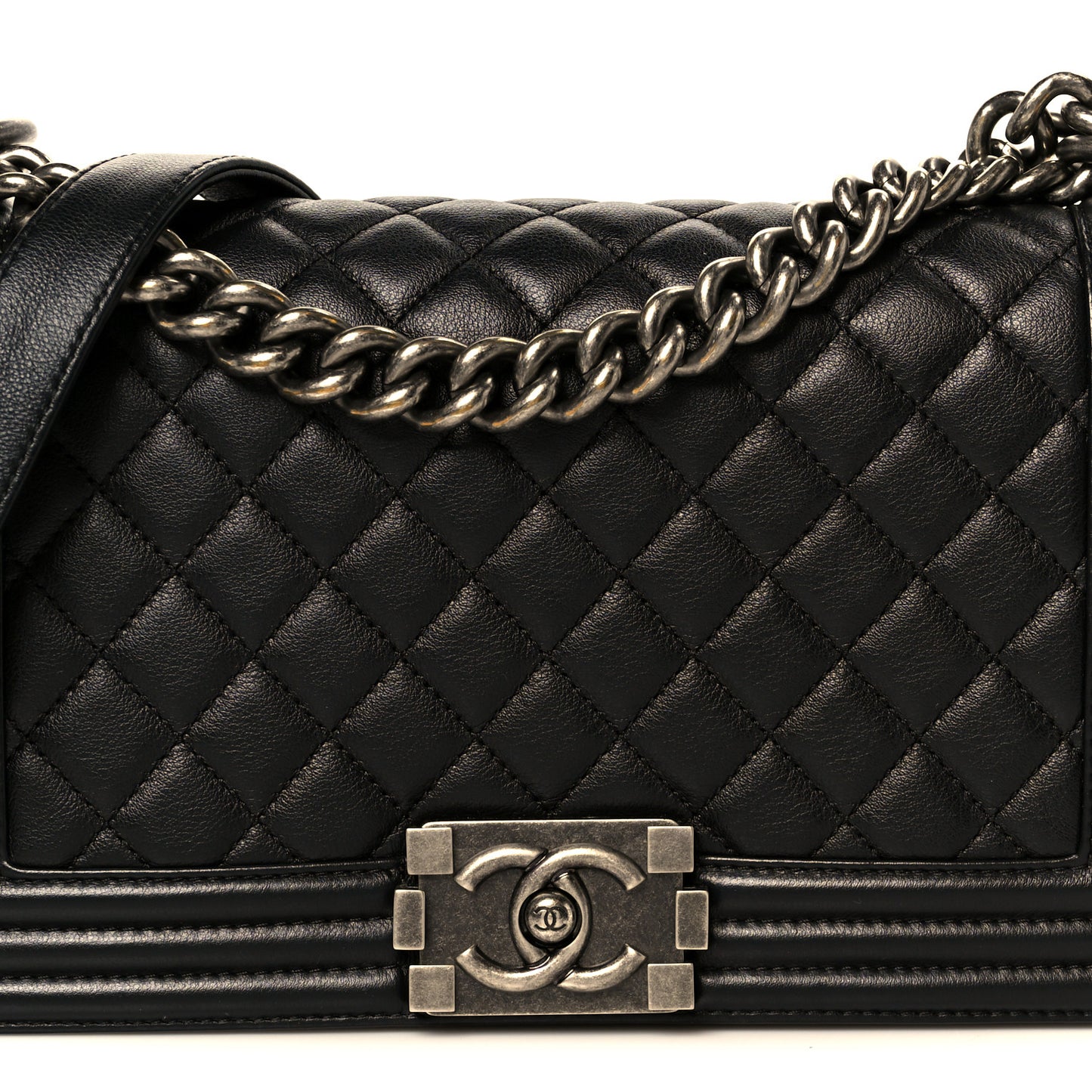 Calfskin Quilted Medium Boy Flap Black