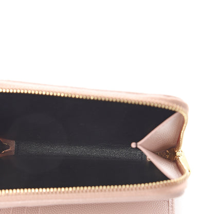 Saint Laurent Grain De Poudre Matelasse Chevron Monogram Compact Zip Around Wallet Pink 4 of 6