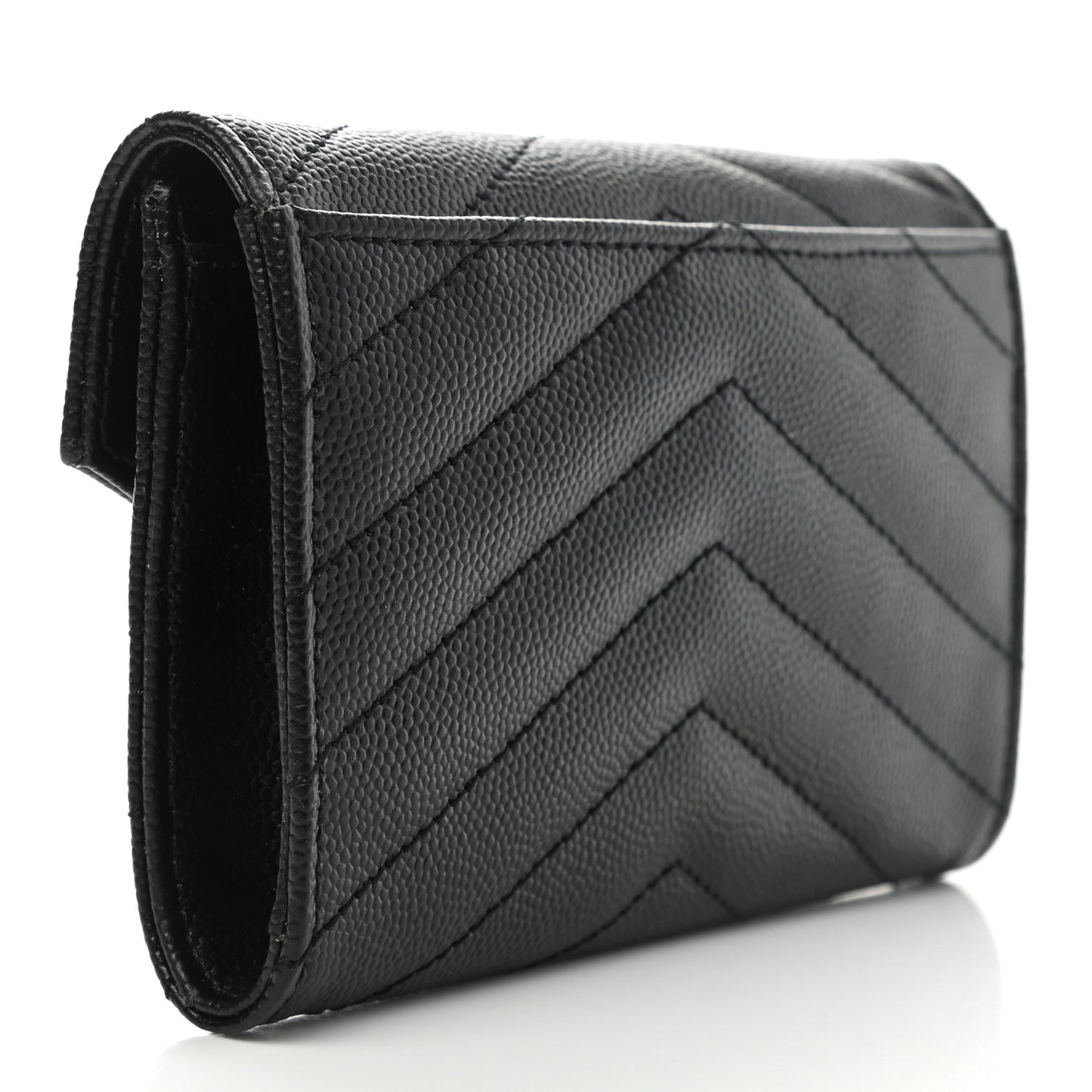Grain De Poudre Matelasse Chevron Small Monochrome Monogram Envelope Wallet Black