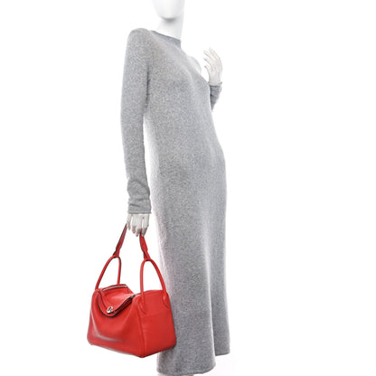Hermes Taurillon Clemence Lindy 30 Rouge Pivoine 2 of 11