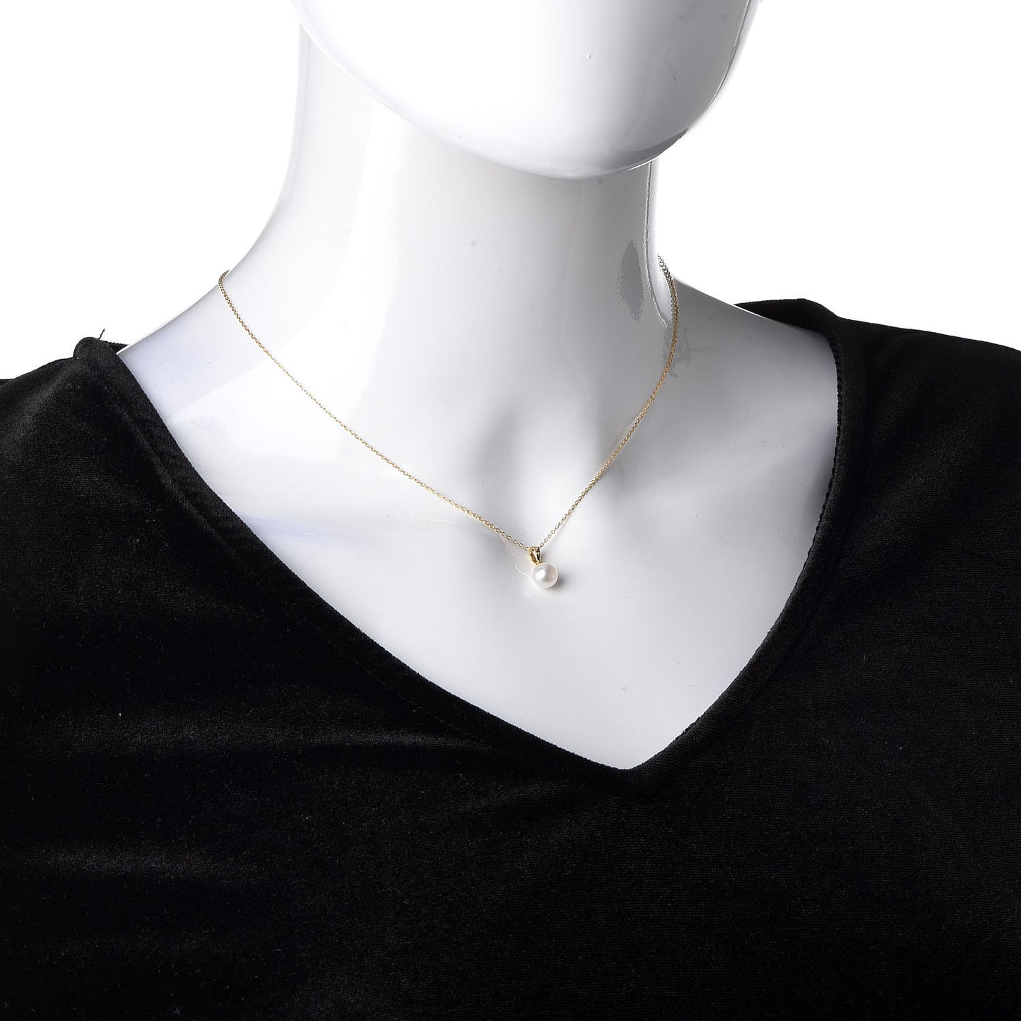 18K Yellow Gold Akoya Pearl 6.5-7mm Drop Pendant Necklace