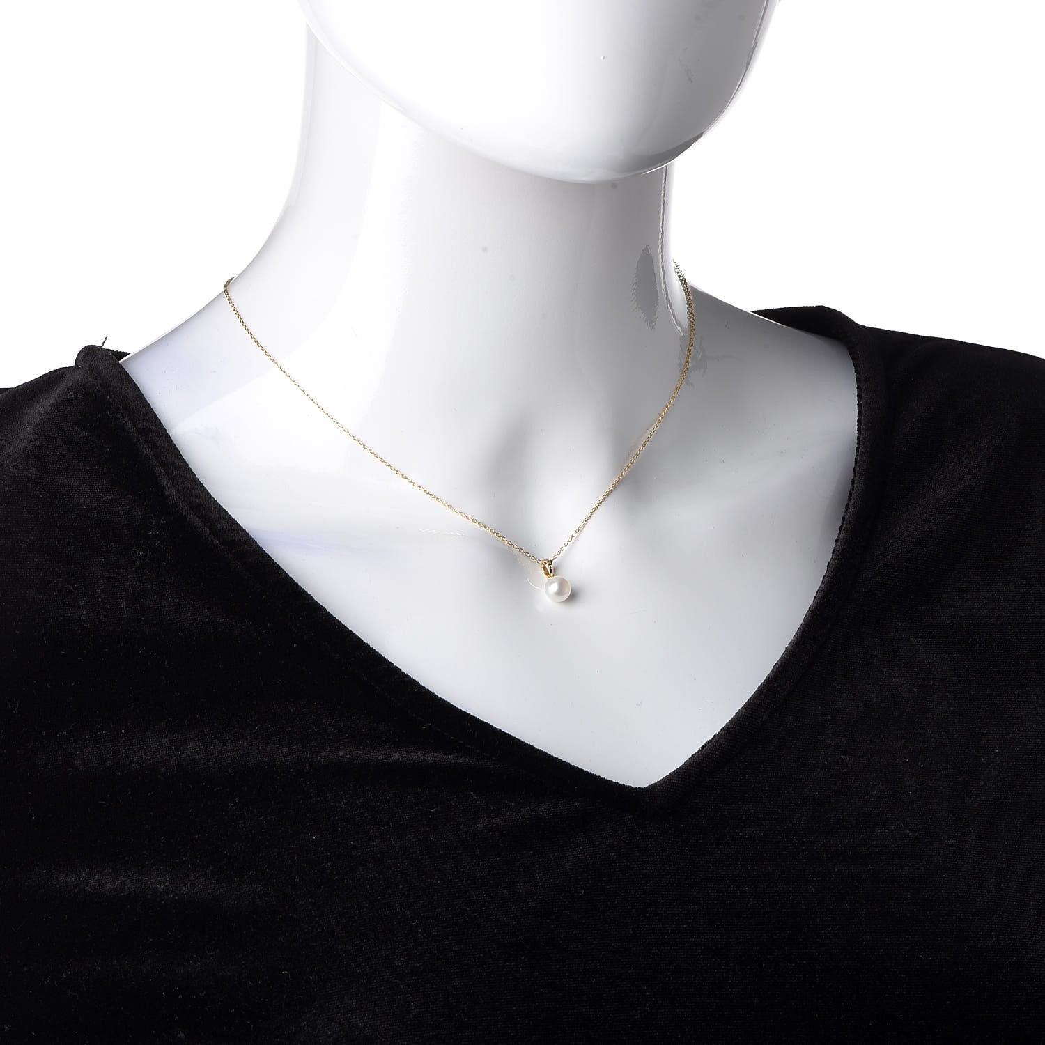 Mikimoto 18K Yellow Gold Akoya Pearl 6.5-7mm Drop Pendant Necklace 2 of 8