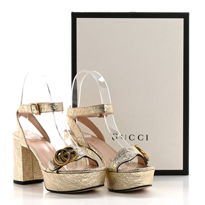 Gucci Galassia GG Marmont Ankle Wrap 75mm Platform Sandals 35 Platino 10 of 10