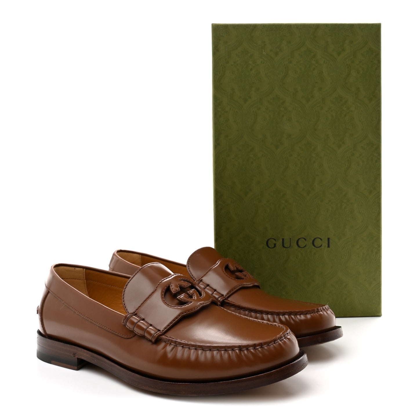 Calfskin Womens Interlocking G Millennial Ribot Loafers 37.5 Cuir 11 Cuir