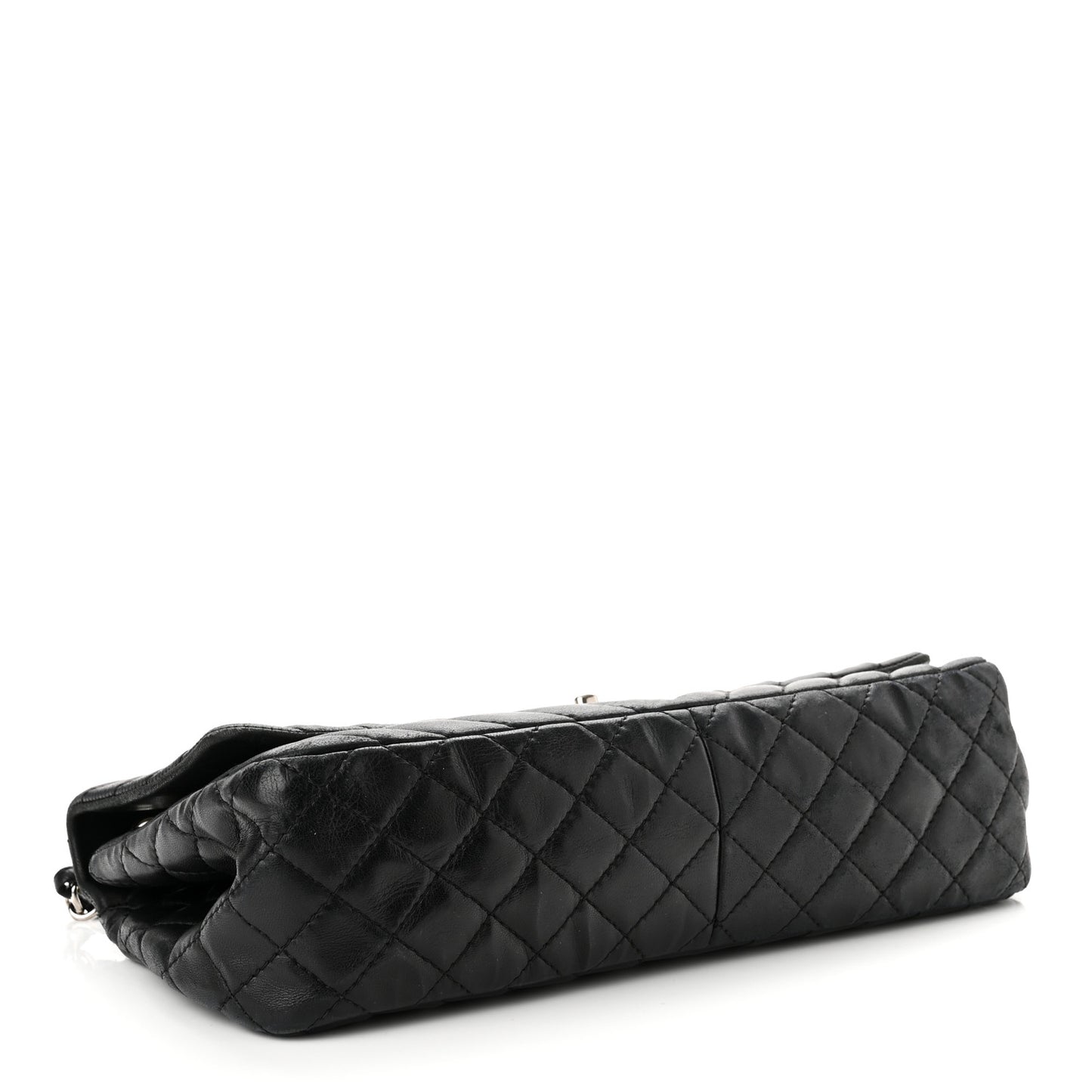 Lambskin Chevron Quilted Single Flap Black