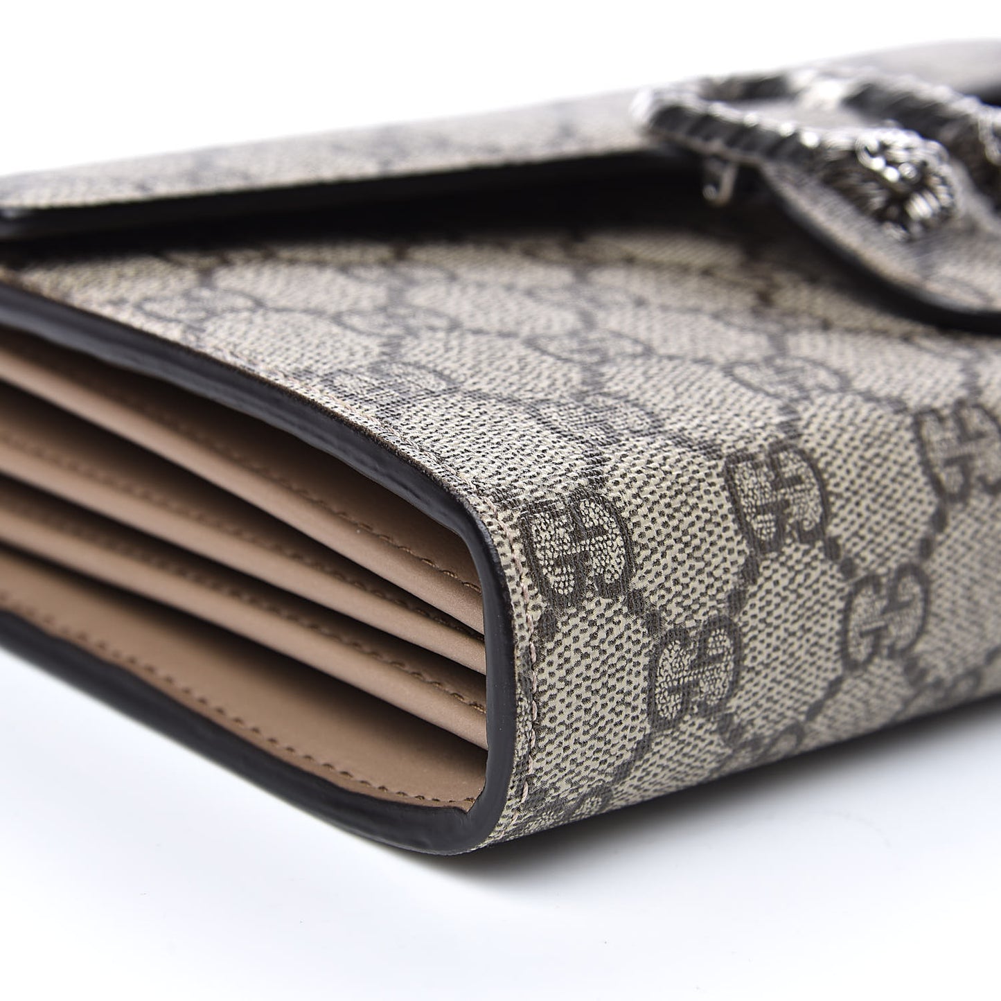 GG Supreme Monogram Mini Dionysus Chain Wallet Beige Taupe