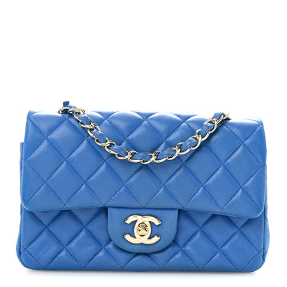 Chanel Lambskin Quilted Mini Rectangular Flap Blue 1 of 13