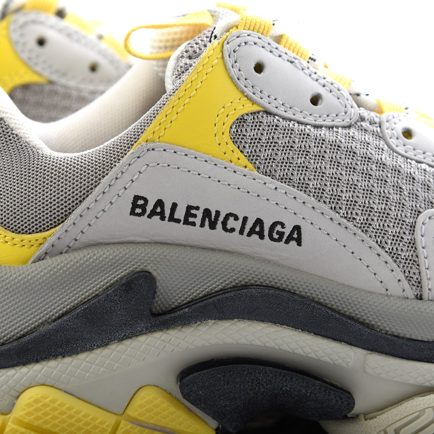 Fabric Mesh Womens Triple S Sneakers 35 Yellow Grey White