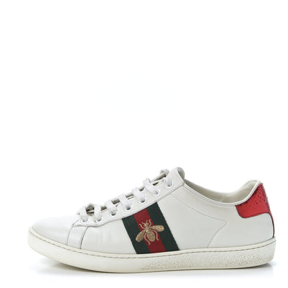Gucci Calfskin Ayers Bee Embroidered Womens Ace Sneakers 37 White Green 1 of 11