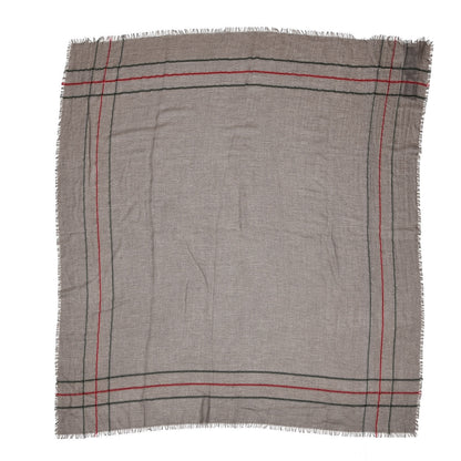 Gucci Cotton Wool Silk Kuni Square Scarf Brown Dark Green 1 of 3
