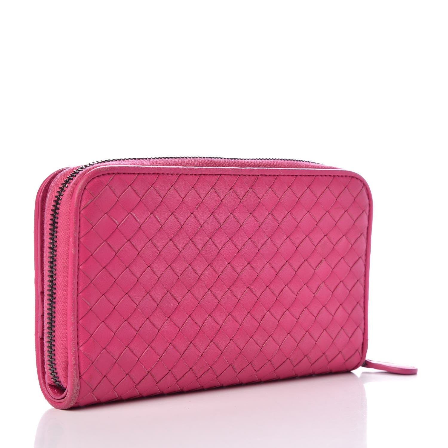 Bottega Veneta Nappa Intrecciato Zip Around Wallet Pink 3 of 13