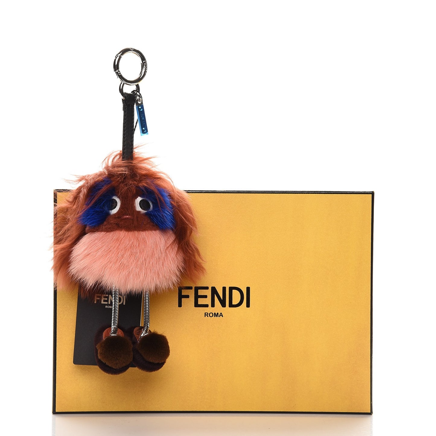 Mink Fox Fur Dad Wonders Bag Charm Peach Pink Rust