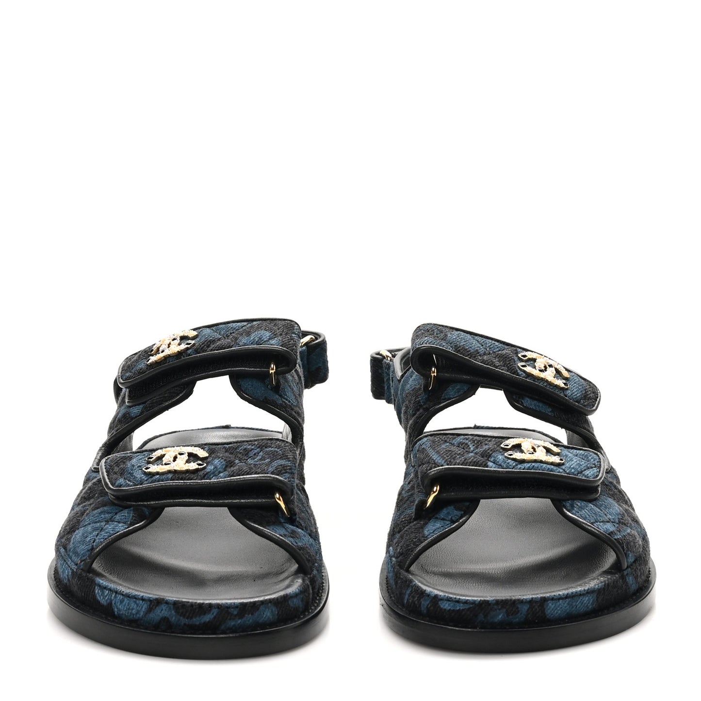 Denim Velcro Dad Sandals 36.5 Dark Grey Blue Black