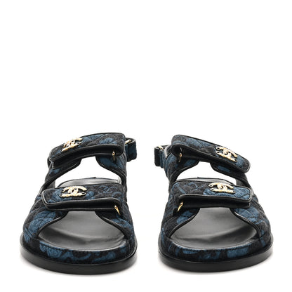 Chanel Denim Velcro Dad Sandals 36.5 Dark Grey Blue Black 3 of 9